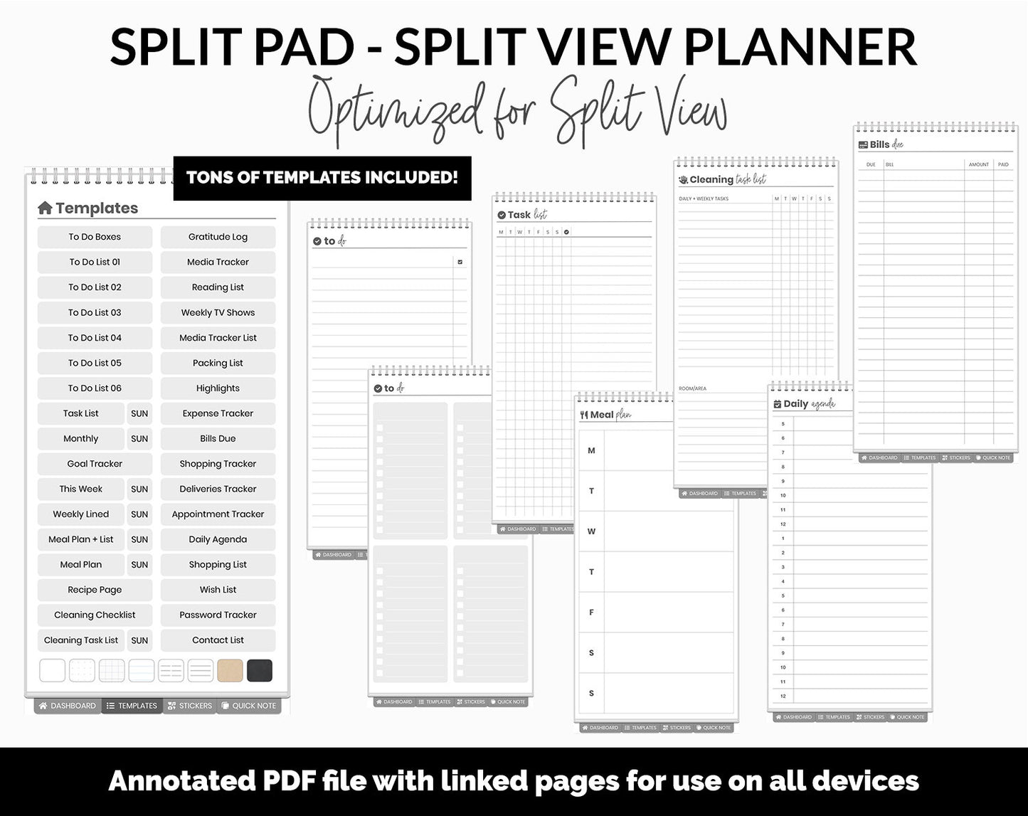 Split Pad | Split View Digital Planner | Whiteout Theme | GoodNotes & iPad