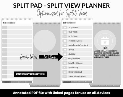 Split Pad | Split View Digital Planner | Whiteout Theme | GoodNotes & iPad