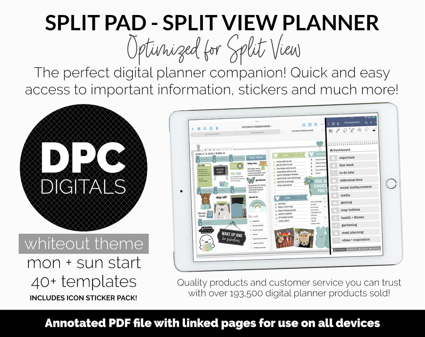 Split Pad | Split View Digital Planner | Whiteout Theme | GoodNotes & iPad