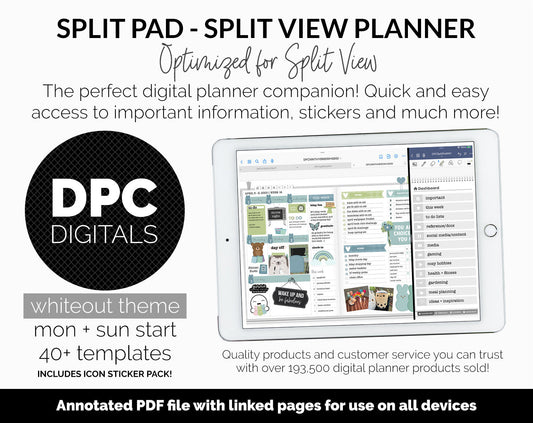 Split Pad | Split View Digital Planner | Whiteout Theme | GoodNotes & iPad