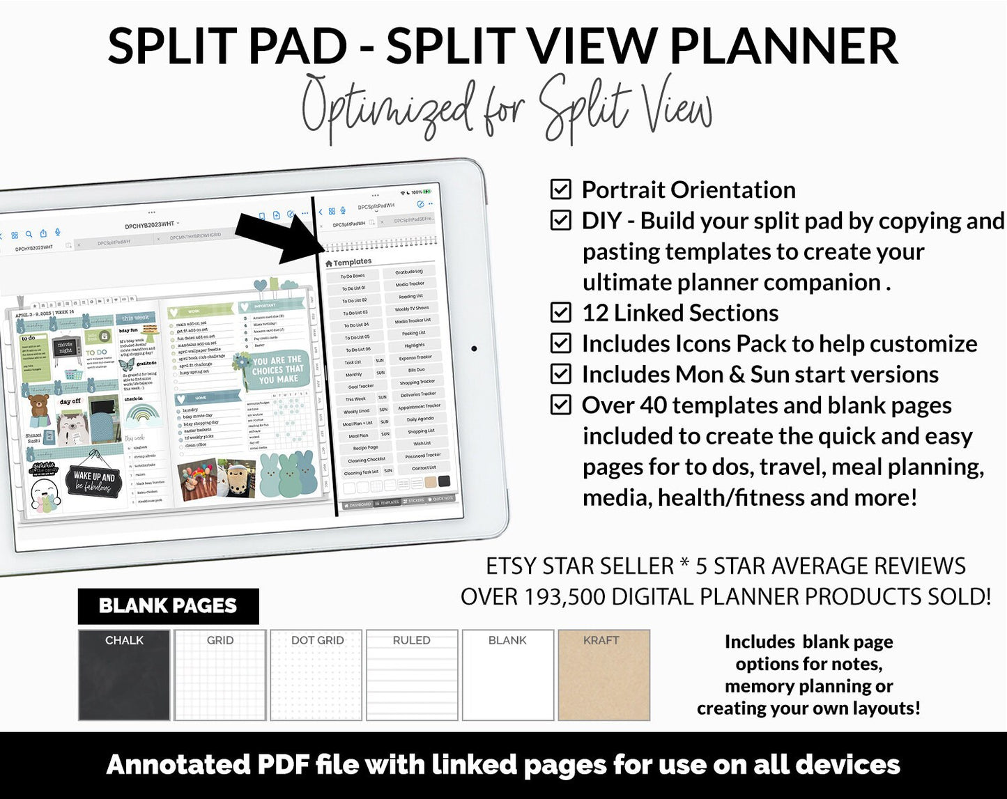 Split Pad | Split View Digital Planner | Whiteout Theme | GoodNotes & iPad