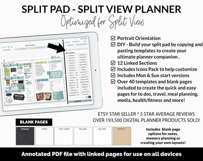 Split Pad | Split View Digital Planner | Whiteout Theme | GoodNotes & iPad