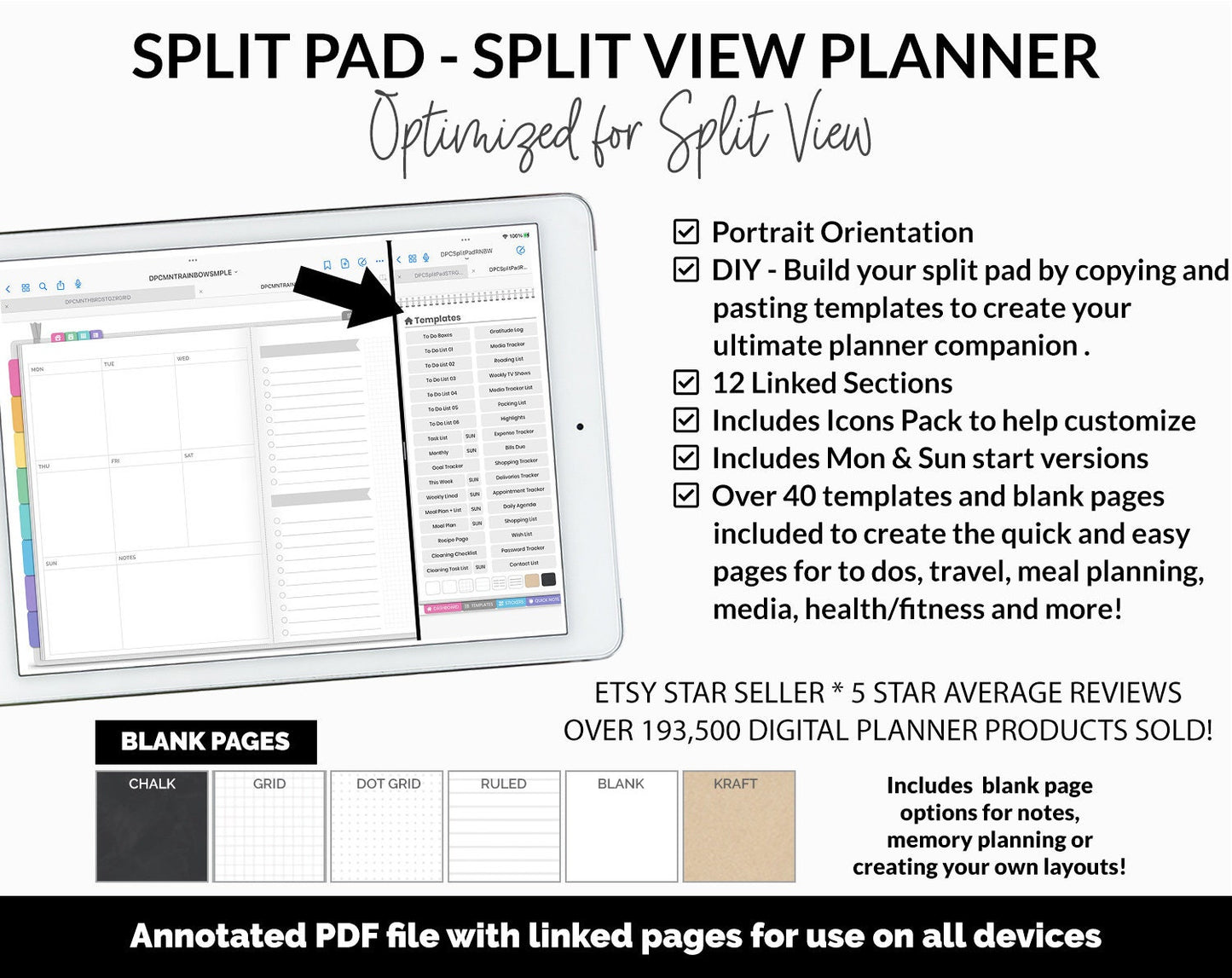Split Pad | Split View Digital Planner | Rainbow Theme | GoodNotes & iPad