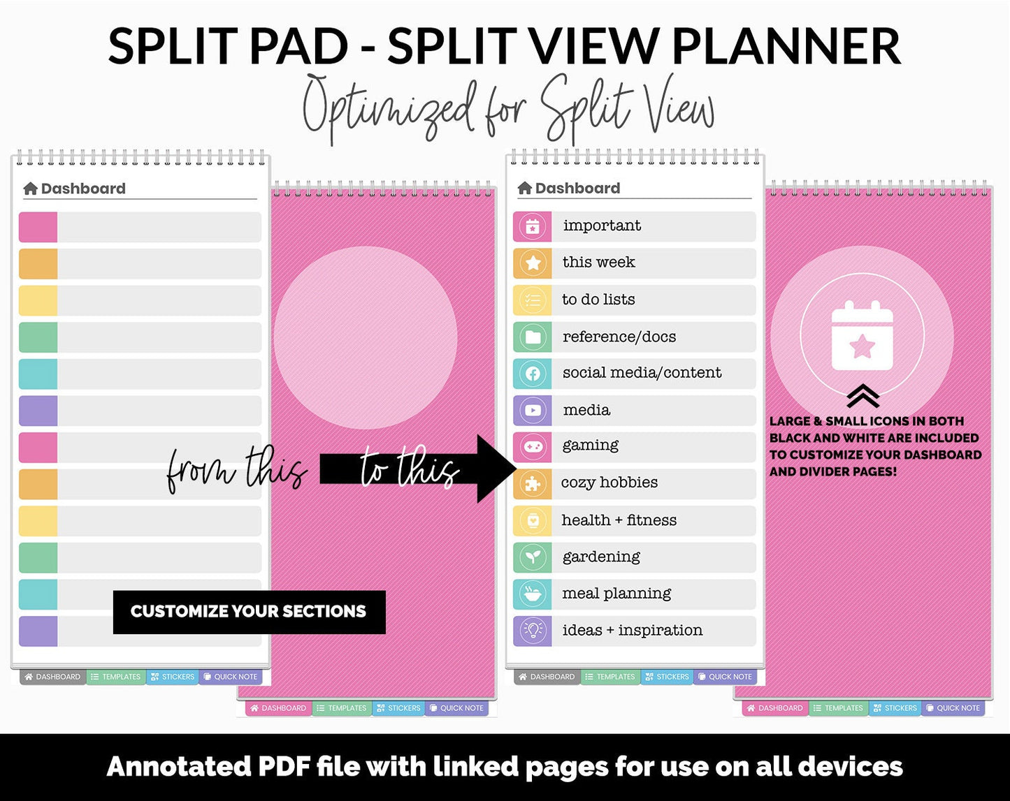 Split Pad | Split View Digital Planner | Rainbow Theme | GoodNotes & iPad