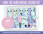 Luna the Alien Digital Planner Stickers | GoodNotes, iPad and Android | Tasks, Activities, Planning, Work, Hobbies, Cleaning, Space, UFO