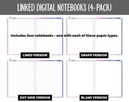 Linked Digital Notebooks 4- Pack | Stargazer Theme | GoodNotes, iPad & Android