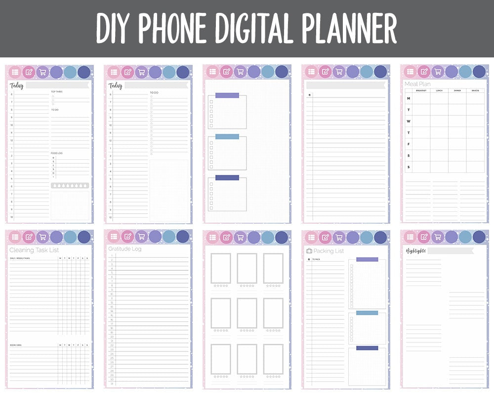 DIY Phone Digital Planner | Stargazer Theme | Goodnotes, iPad & Android | Hobonichi, Planner, Notebook