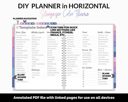 DIY Horizontal Digital Planner | Stargazer Theme | Goodnotes, iPad & Android