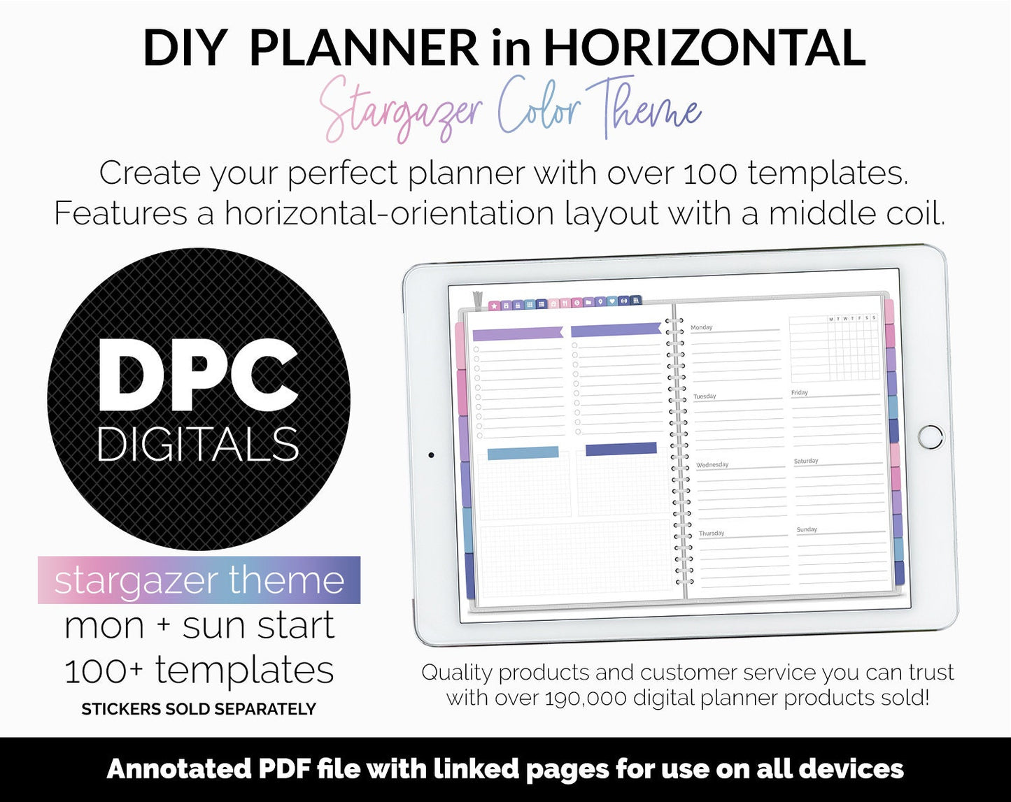 DIY Horizontal Digital Planner | Stargazer Theme | Goodnotes, iPad & Android