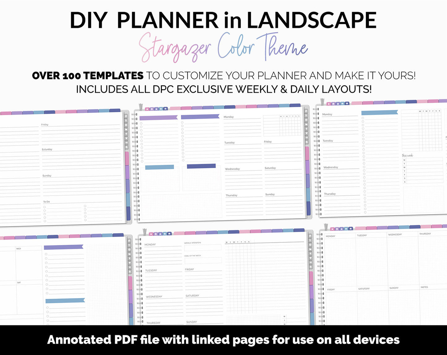 DIY Landscape Digital Planner | Stargazer Theme | Goodnotes, iPad & Android | Notebook