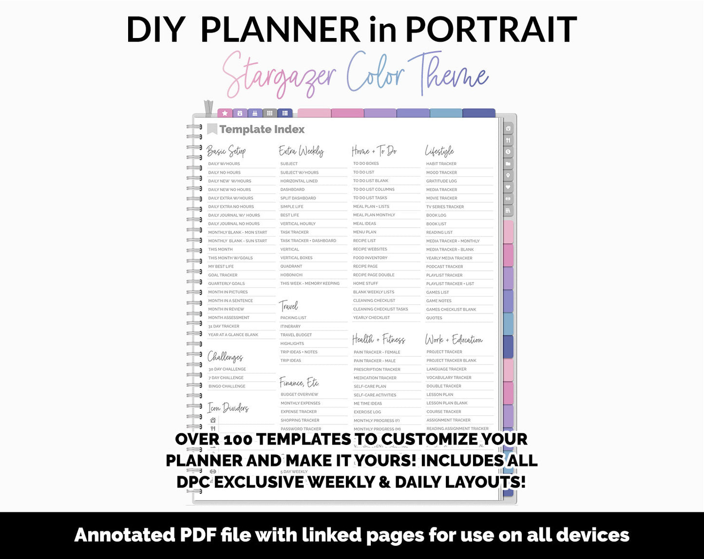 DIY Portrait Digital Planner | Stargazer Theme | Goodnotes, iPad & Android