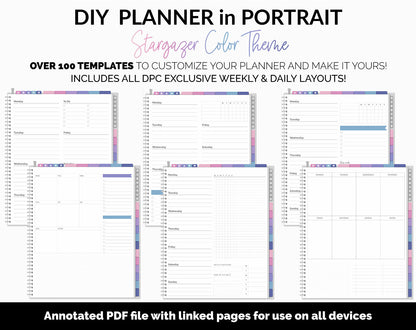 DIY Portrait Digital Planner | Stargazer Theme | Goodnotes, iPad & Android