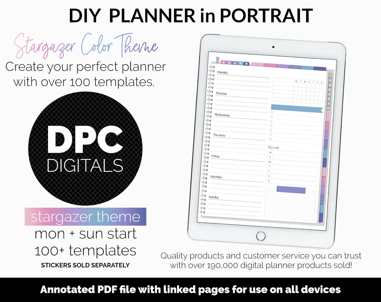 DIY Portrait Digital Planner | Stargazer Theme | Goodnotes, iPad & Android
