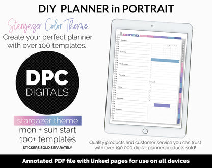 DIY Portrait Digital Planner | Stargazer Theme | Goodnotes, iPad & Android