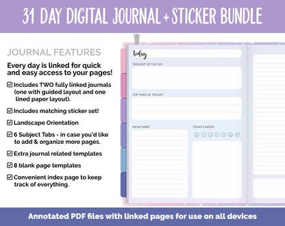 31 Day Digital Journal + Sticker Bundle | Stargazer Theme