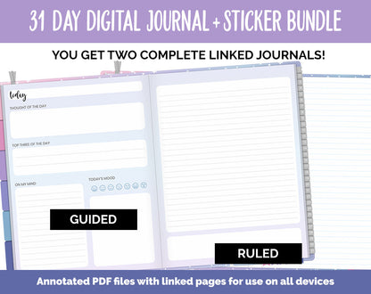 31 Day Digital Journal + Sticker Bundle | Stargazer Theme