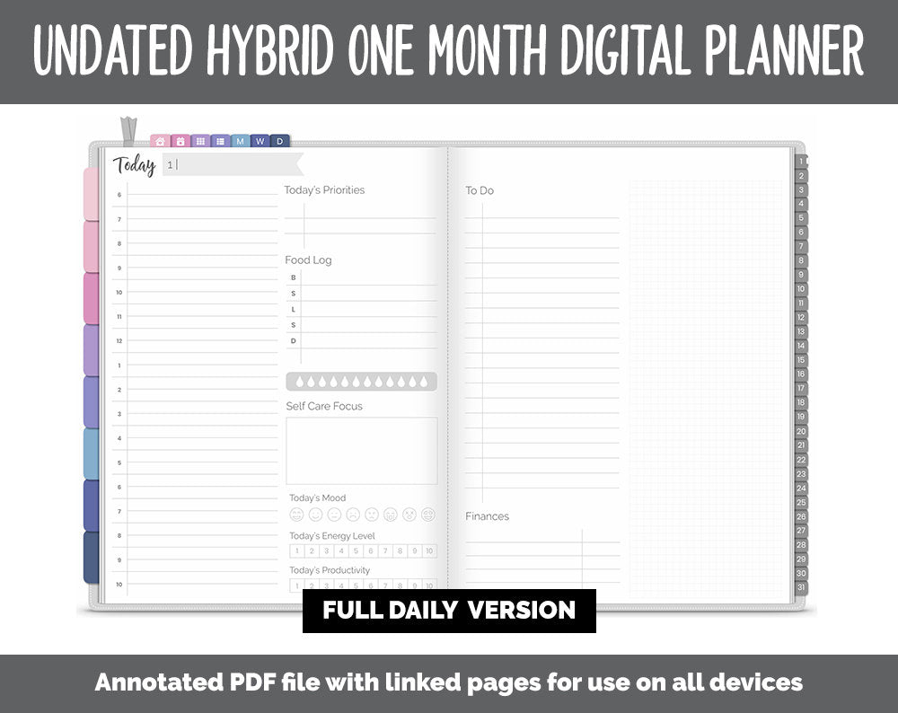 Undated Hybrid One Month Digital Planner | Stargazer Theme | GoodNotes, iPad & Android