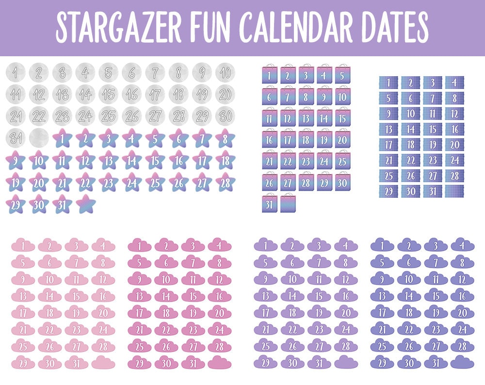 Stargazer Fun Calendar Date Digital Stickers | GoodNotes, iPad and Android