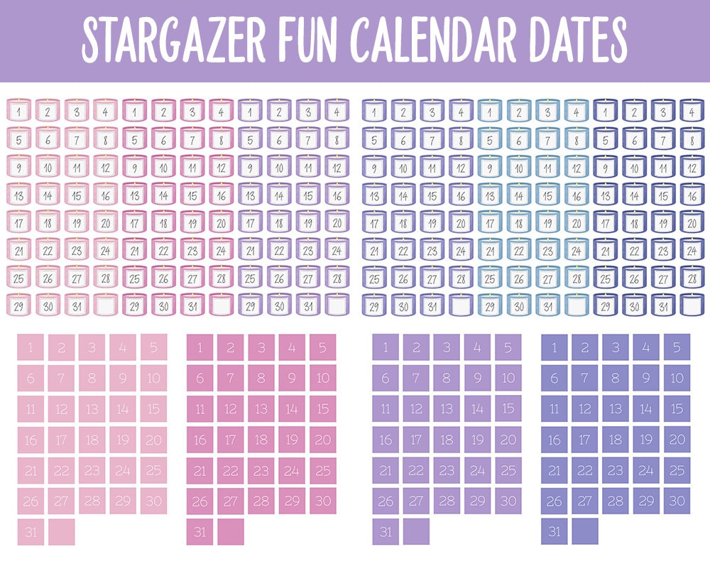Stargazer Fun Calendar Date Digital Stickers | GoodNotes, iPad and Android