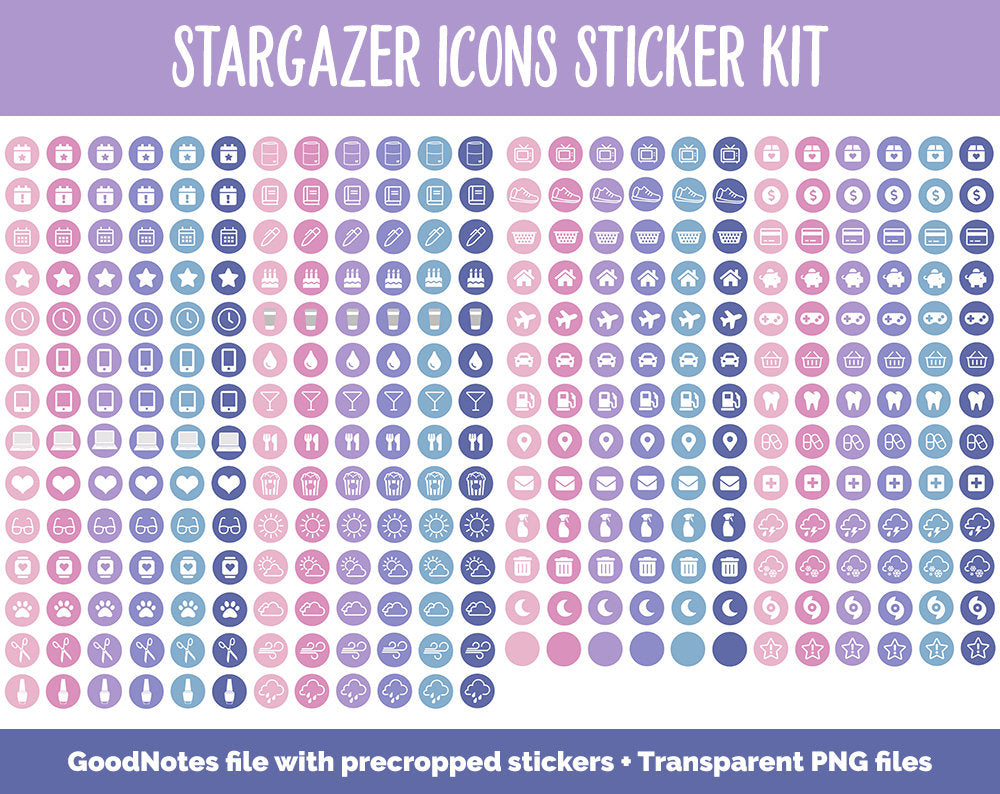 Stargazer Icons Digital Planner Stickers | GoodNotes, iPad and Android | Icons, Life, Weather, Everyday