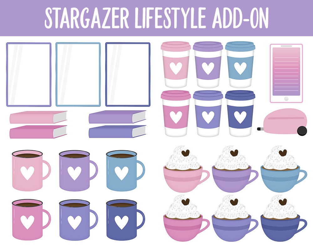 Stargazer Lifestyle Add-On Digital Stickers | GoodNotes & iPad | TV, Playlist, Travel, Reading, Work, Groceries