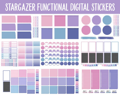 Stargazer Functional Digital Sticker Set | GoodNotes, iPad & Android | Papers, Sticky Notes, Chores, Work, Adulting, Tasks, Dates