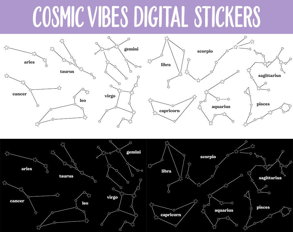 Cosmic Vibes Digital Planner Stickers | GoodNotes, iPad and Android | Stargazer Theme | Space, Galaxy, Constellations, Astrology, Astronomy