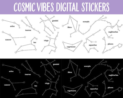 Cosmic Vibes Digital Planner Stickers | GoodNotes, iPad and Android | Stargazer Theme | Space, Galaxy, Constellations, Astrology, Astronomy