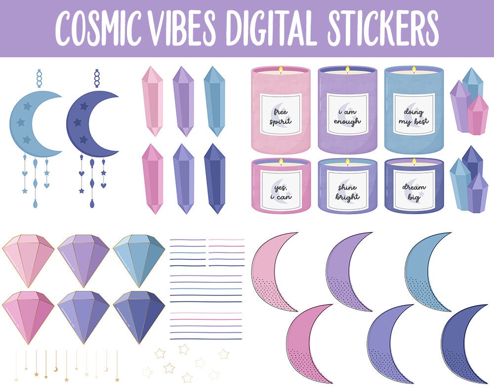 Cosmic Vibes Digital Planner Stickers | GoodNotes, iPad and Android | Stargazer Theme | Space, Galaxy, Constellations, Astrology, Astronomy