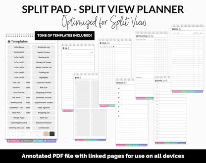 Split Pad | Split View Digital Planner | Rainbow Theme | GoodNotes & iPad