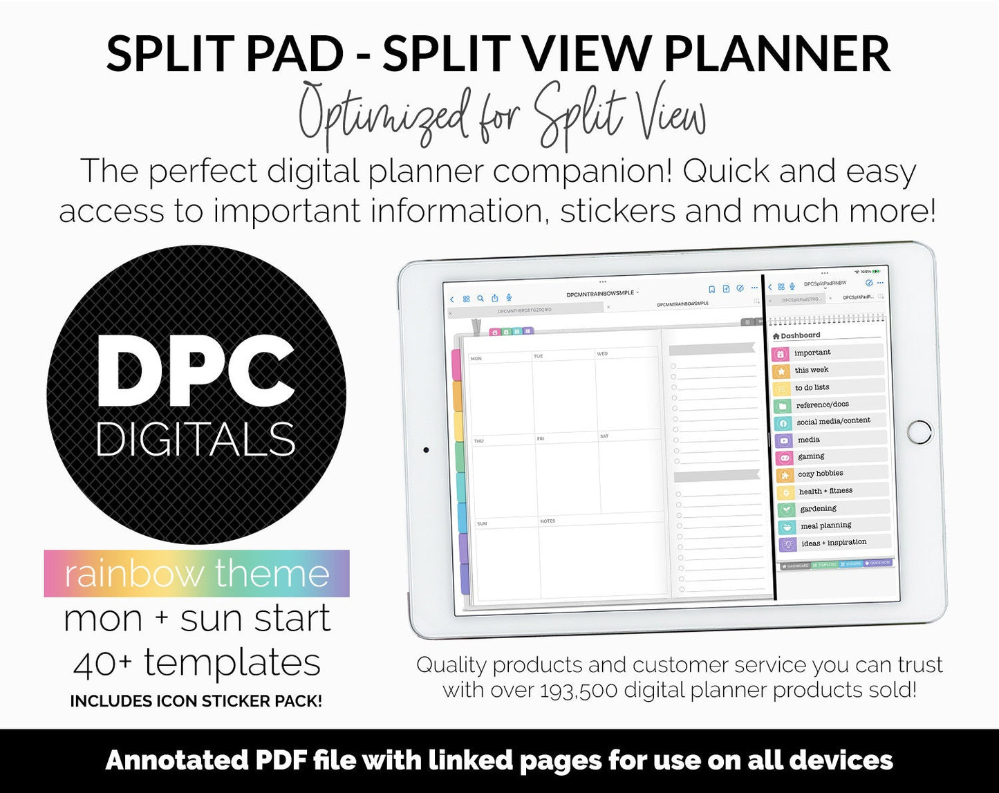 Split Pad | Split View Digital Planner | Rainbow Theme | GoodNotes & iPad
