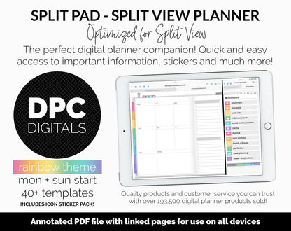 Split Pad | Split View Digital Planner | Rainbow Theme | GoodNotes & iPad