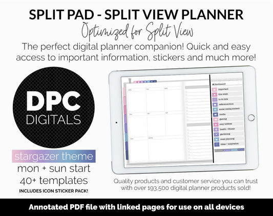 Split Pad | Split View Digital Planner | Stargazer Theme | GoodNotes & iPad