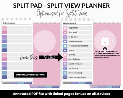 Split Pad | Split View Digital Planner | Stargazer Theme | GoodNotes & iPad
