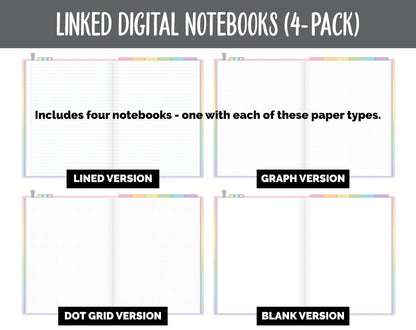 Linked Digital Notebooks 4- Pack | Sprinkles Theme | GoodNotes, iPad & Android