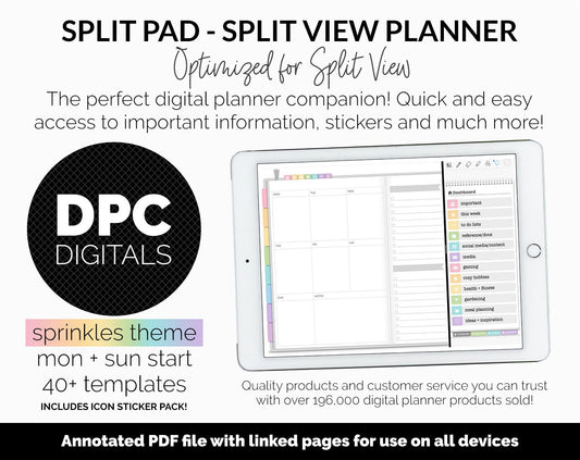 Split Pad | Split View Digital Planner | Sprinkles Theme | GoodNotes & iPad