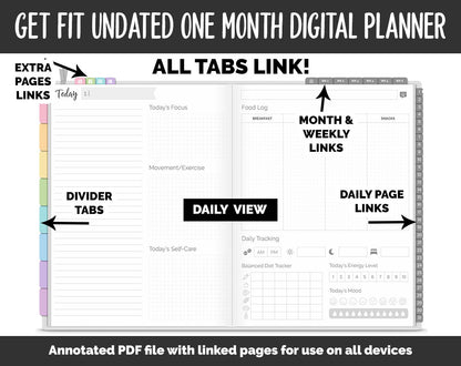 Undated Get Fit One Month Digital Planner | Sprinkles Theme | GoodNotes, iPad & Android | Fitness, Self-Care, Health, Workout