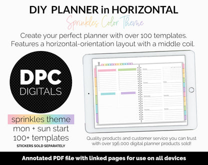 DIY Horizontal Digital Planner | Sprinkles Theme | Goodnotes, iPad & Android