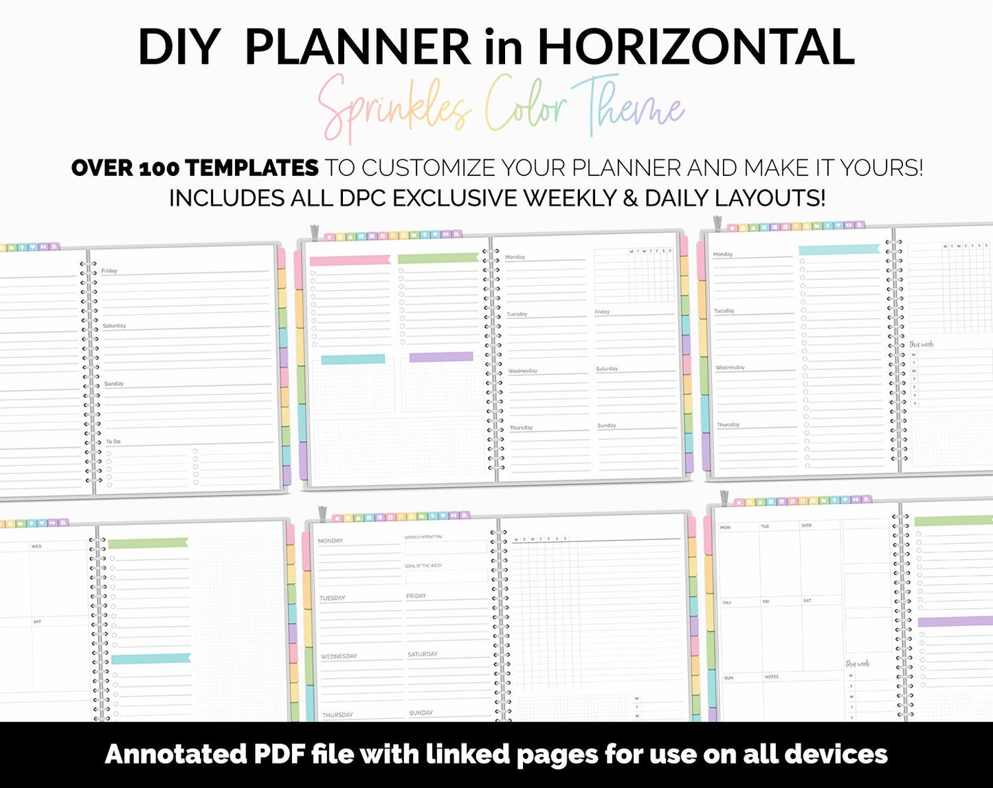 DIY Horizontal Digital Planner | Sprinkles Theme | Goodnotes, iPad & Android