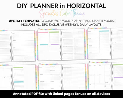 DIY Horizontal Digital Planner | Sprinkles Theme | Goodnotes, iPad & Android