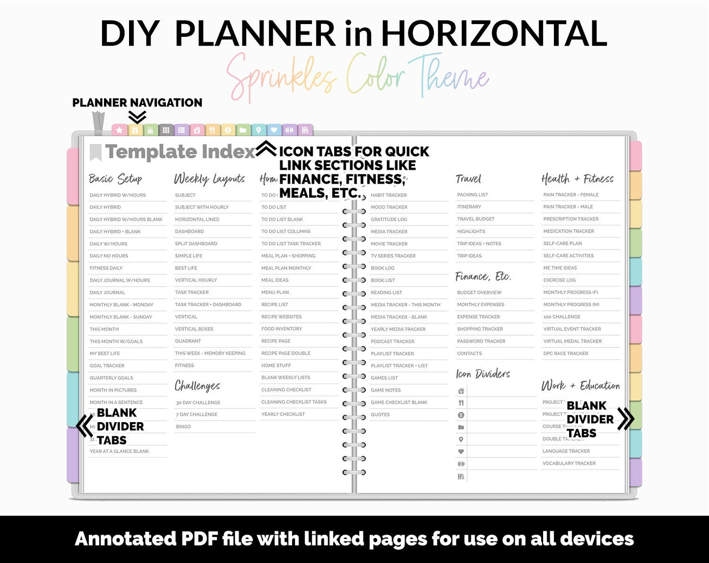 DIY Horizontal Digital Planner | Sprinkles Theme | Goodnotes, iPad & Android