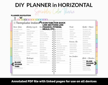 DIY Horizontal Digital Planner | Sprinkles Theme | Goodnotes, iPad & Android
