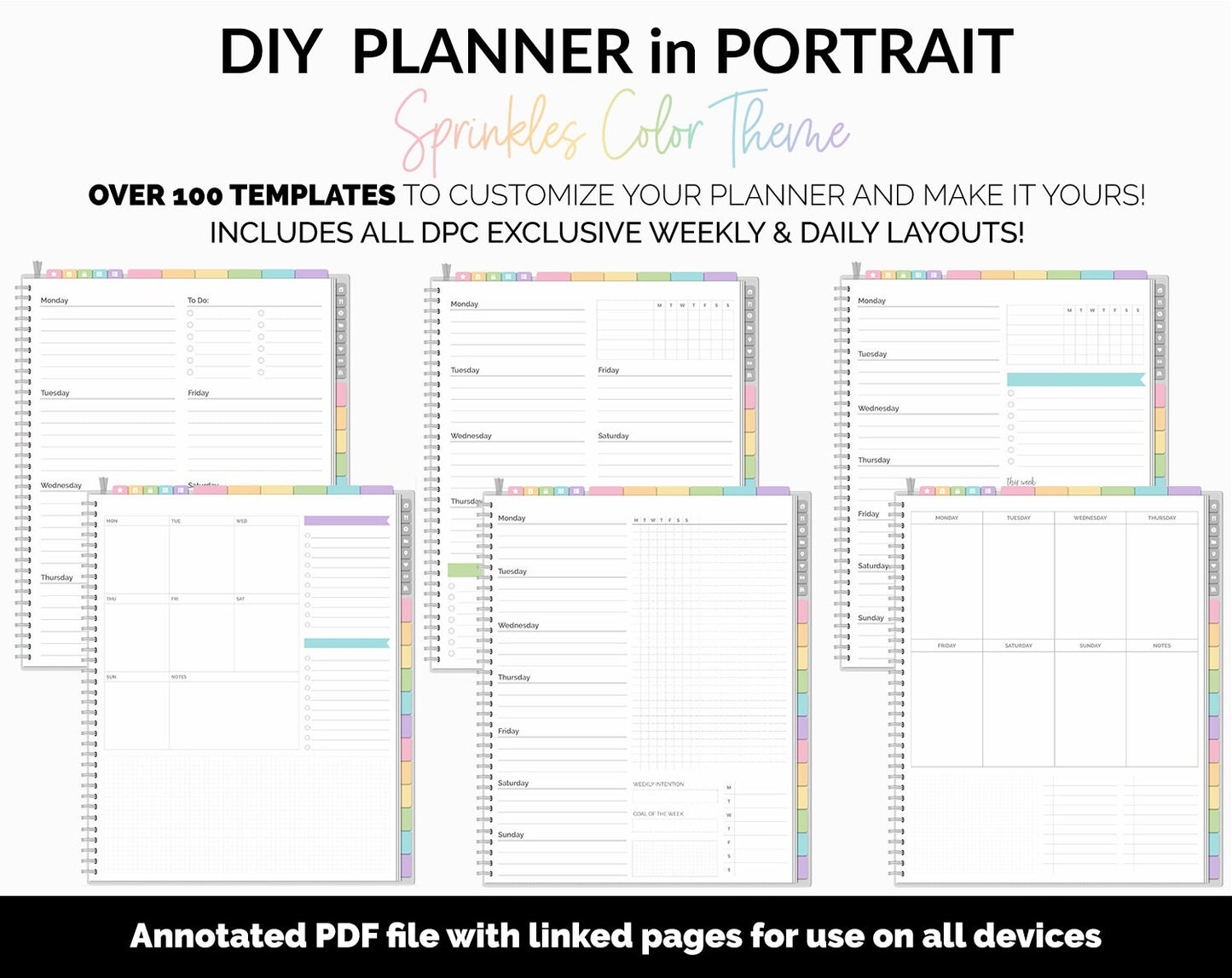 DIY Portrait Digital Planner | Sprinkles Theme | Goodnotes, iPad & Android