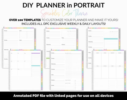 DIY Portrait Digital Planner | Sprinkles Theme | Goodnotes, iPad & Android