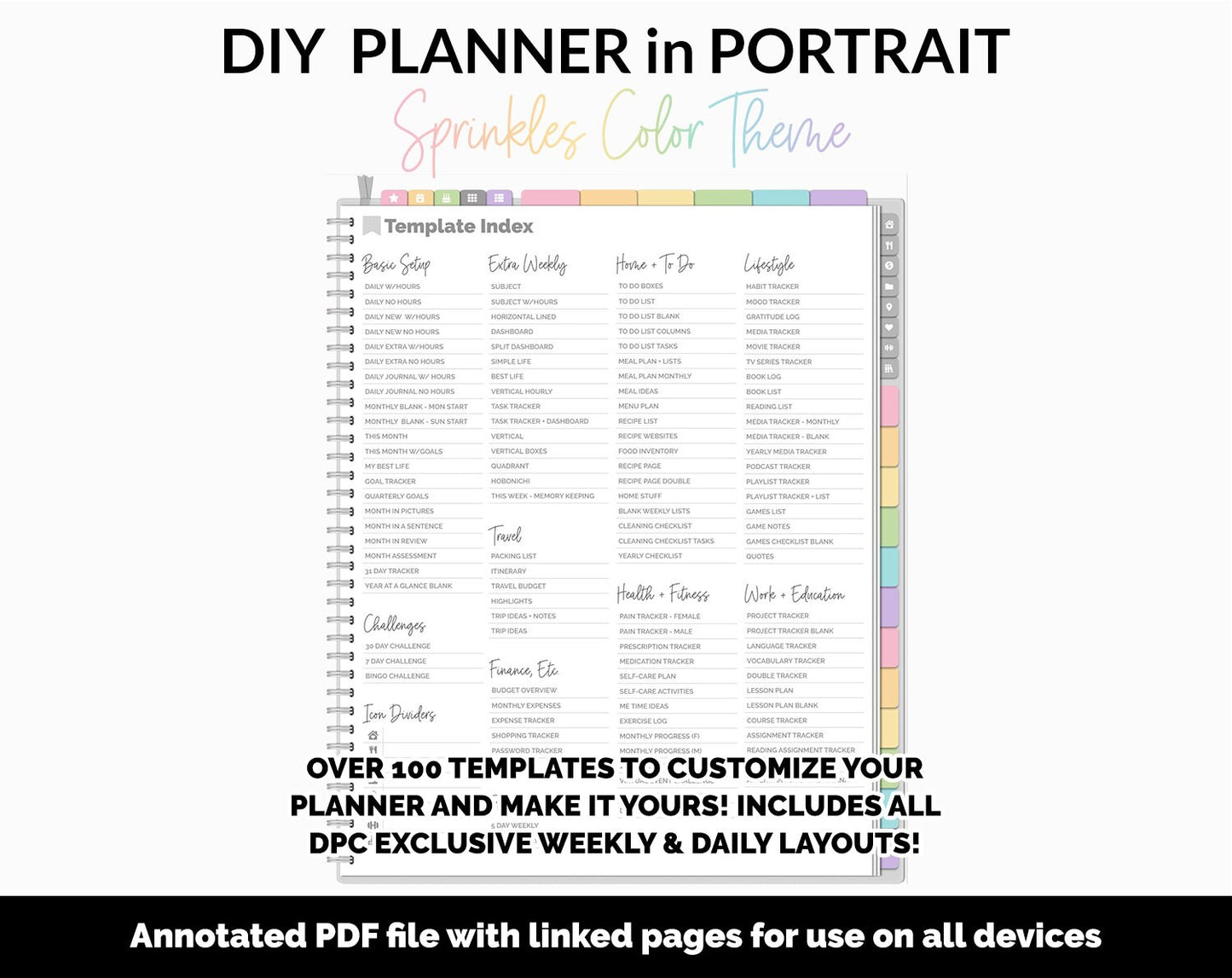 DIY Portrait Digital Planner | Sprinkles Theme | Goodnotes, iPad & Android