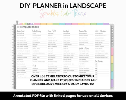 DIY Landscape Digital Planner | Sprinkles Theme | Goodnotes, iPad & Android | Notebook