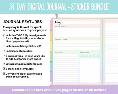 31 Day Digital Journal + Sticker Bundle | Sprinkles Theme