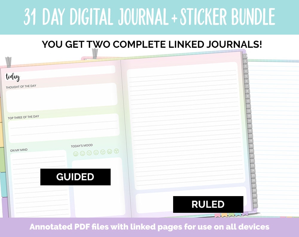 31 Day Digital Journal + Sticker Bundle | Sprinkles Theme