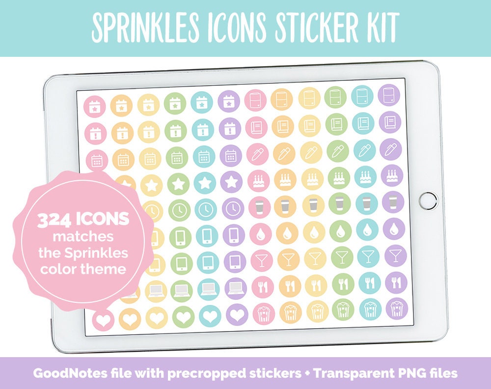 Sprinkles Icons Digital Planner Stickers | GoodNotes, iPad and Android | Icons, Life, Weather, Everyday