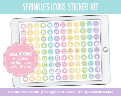 Sprinkles Icons Digital Planner Stickers | GoodNotes, iPad and Android | Icons, Life, Weather, Everyday